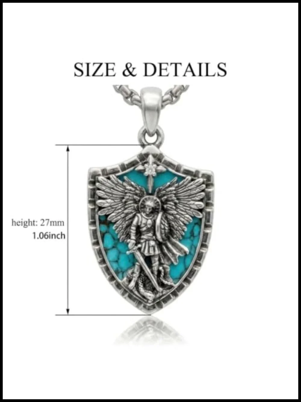 Saint Michael Pendant Necklace Stainless Steel Religious Amulet Protection